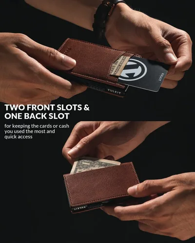 Vista 29 de VULKIT Billeteras delgadas para hombre, con bloqueo RFID, diseño minimalista con capacidad para hasta 11 tarjetas, Negro -, Minimalista