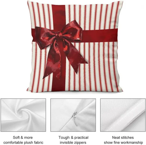 Vista 4 de Juego de 4 fundas de almohada decorativas de árbol de Navidad con estampado de ambos lados, 16 x 16 pulgadas, fundas de almohada de bosque