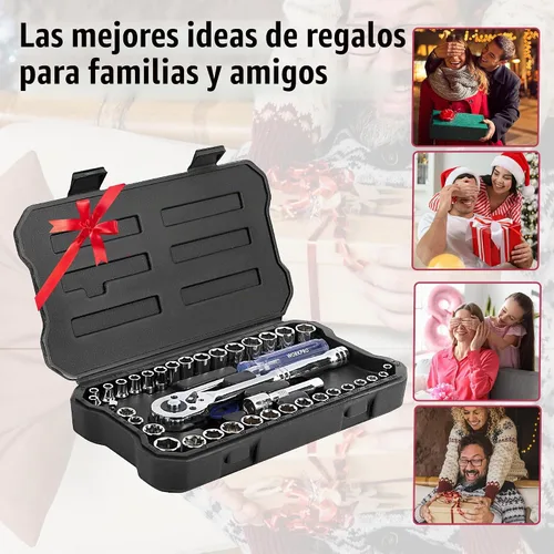 Vista 7 de WORKPRO Juego de 39 piezas de llaves métricas e imperiales CR-V con llave de trinquete de liberación rápida, juego de enchufes compactos