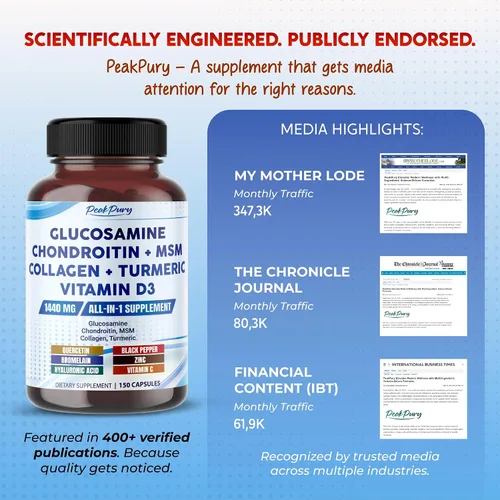 Vista 6 de Glucosamina HCl 1440 mg, fórmula 12 en 1 con colágeno, 150