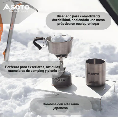 Vista 6 de SOTO Mesa de camping de aluminio emergente, mesa de mochilero compacta