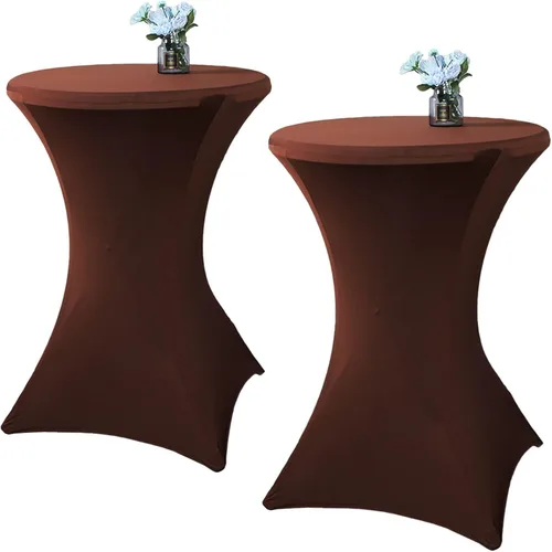 Vista 6 de Paquete de 2 manteles de cóctel de elastano de 24 x 43 pulgadas, redondos, ajustables, para bodas, banquetes, eventos, fiestas