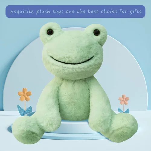 Vista 5 de Juguete de peluche de rana de peluche verde, juguete suave para niños y niñas, regalos para niños o novia, 8.5 pulgadas