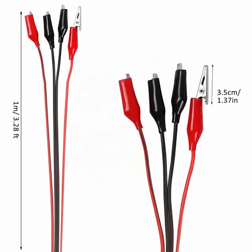 Vista 2 de 4 grupos de 1M de clips de cocodrilo eléctricos, cables de prueba aislados con clips de cocodrilo, cables de puente de doble extremo estampados