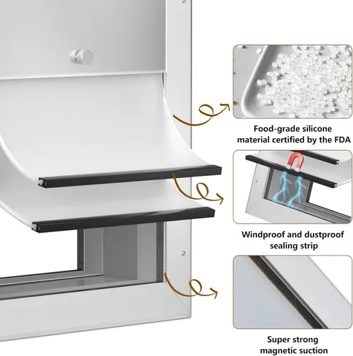 Vista 4 de Ownpets Puerta grande de aluminio para pared y puerta, doble solapa eficiente energéticamente, túnel telescópico y panel de cerradura, puerta