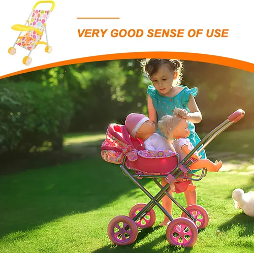 Vista 6 de MERRYHAPY Cochecito de muñeca compacto y ligero para juego de roles realista, accesorio fácil de transportar y almacenar cumpleaños Navidad