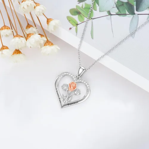 Vista 6 de WINNICACA Collares de plata de ley para mujeres y niñas, tulipanes, girasol, rosa, loto, margarita, colibrí, cardenal rojo, búho, joyería de regalo