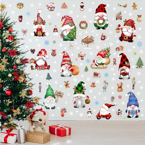 Vista 8 de Calcomanías de pared de pan de jengibre de Navidad, 12 hojas, calcomanías de pared de Navidad, decoración de pan de jengibre, calcomanías de vinilo