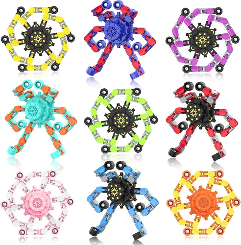 Vista 11 de Fidget Spinners Transformables, 8 Piezas de Juguetes Sensoriales Divertidos para Adultos, Cadena Deformable DIY Robot Spinner, Juguete Giroscopio