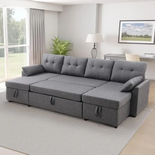 Vista 11 de VEVOR Sofá modular modular, moderno sofá modular de 5 plazas con almacenamiento oculto, sofá modular de nube personalizable, marco de madera maciza