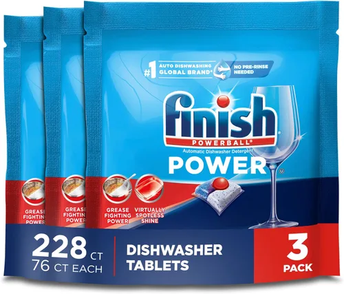 Vista 13 de Finish Power Cápsulas para lavavajillas, jabón detergente para lavavajillas sin enjuague previo para limpieza profunda y brillo con poder