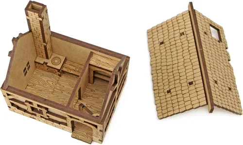 Vista 2 de TowerRex Edificio de terreno DND para casa pequeña, accesorios DND para Calabozos y Dragones, Pathfinder, Warhammer, mapa de batalla de mesa, kit