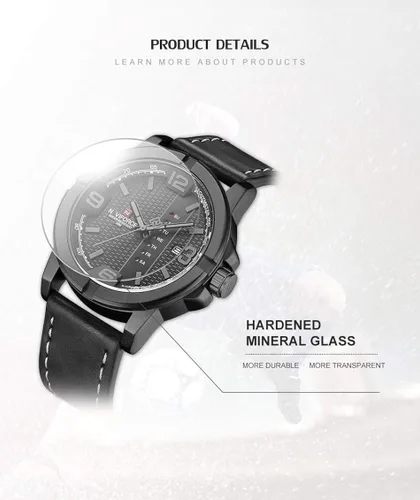 Vista 7 de NAVIFORCE Fecha Cuarzo Hombres Casual Militar Deportes Japón Movimiento de Cuarzo Relojes de Pulsera de Cuero Genuino Gery