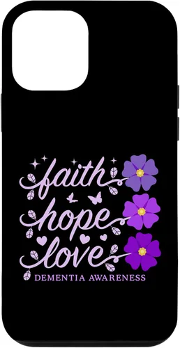 Vista 12 de Funda de flores moradas para iPhone 14 Faith Hope Love Demencia Alzheimer's Awareness