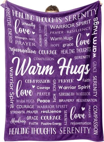 Vista 11 de Afterprints Warm Hugs Healing Blanket - Regalos contra el cáncer para mujeres y hombres, regalo de pronta recuperación para amigos y familia, manta