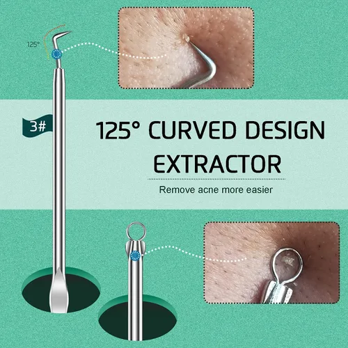 Vista 6 de 8 piezas de removedor de puntos negros para cara, kit de herramientas para reventar espinillas, extractor de espinillas de comedón, kit