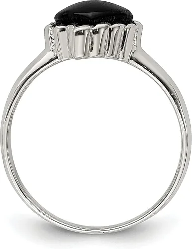 Vista 2 de 925 Sterling Silver Black Onyx Heart Band Ring Love Stone Natural Shell Wood Fine Jewelry For Women Gifts For Her