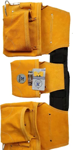 Vista 7 de Zeluga 20-119 11 Pocket Rigger Kit de bolsa de herramientas de cuero resistente, marrón