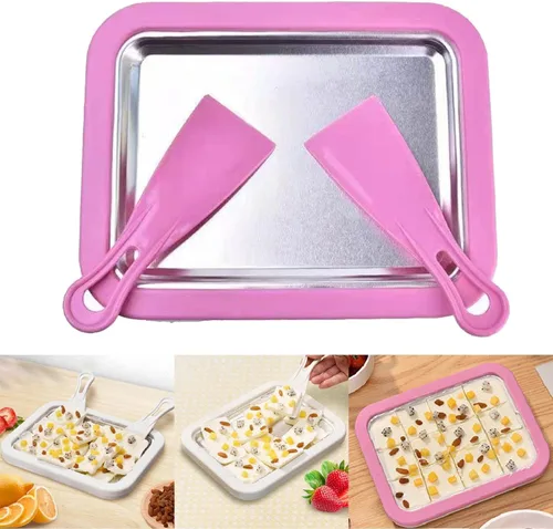 Vista 8 de Plato con 2 s Hielo Rodado Casero, Sorbete, Hielo Casero (Rosa)