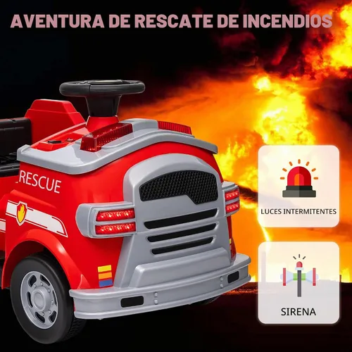 Vista 3 de Qaba - Camión de bomberos de 12 V, coche eléctrico a batería para niños, rojo