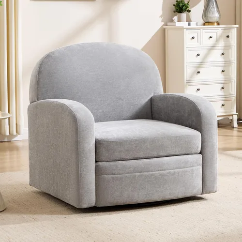 Vista 12 de CANMOV - Silla giratoria con acento, silla de barril redonda de 360 grados con almohada, sillón de club individual tapizado, cómodo, para sala