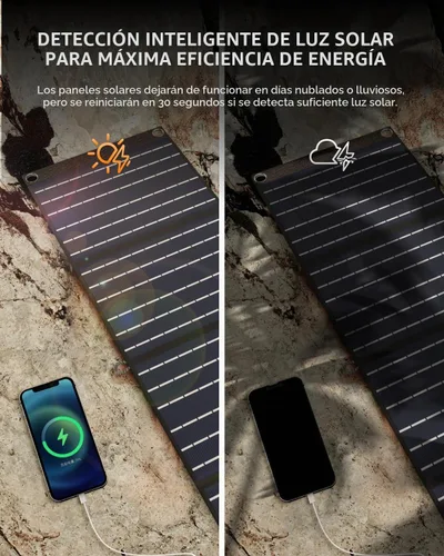 Vista 8 de Panel solar portátil, LUMOPAL 60W plegable paneles solares cargador