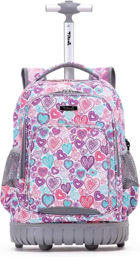 Vista 20 de Tilami Mochila con ruedas para niños de 18 pulgadas, mochila para computadora portátil, bicicleta