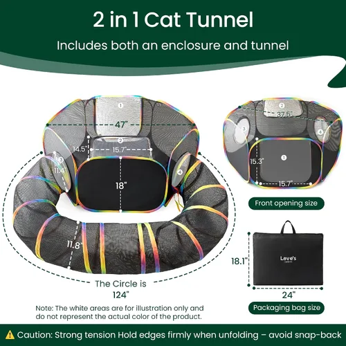 Vista 5 de Love's cabin Recintos para gatos al aire libre, arco iris, plegable Catio al aire libre, recinto para gatos, incluye tienda de campaña portátil