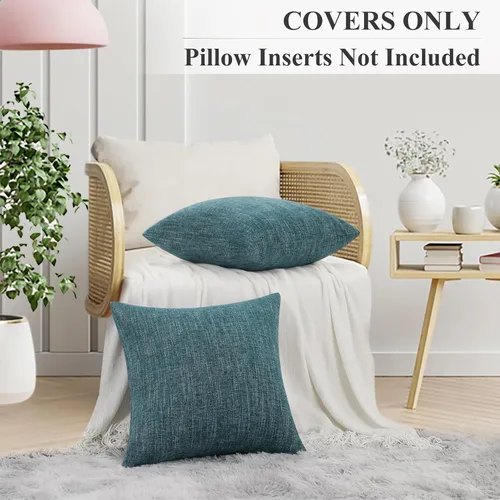 Vista 4 de decorUhome Juego de 2 fundas de almohada decorativas de felpilla de 18 x 18 pulgadas, fundas de almohada cuadradas neutrales con textura rústica