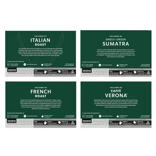 Vista 9 de Starbucks Cápsulas de café K-Cup, café tostado oscuro caliente o helado, paquete variado, 96 cápsulas Keurig Cápsulas K-Cup 100% Arabica