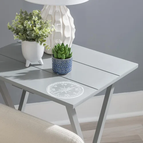 Vista 5 de Linon Decoración del hogar SAMM TV, juego de mesa de bandeja gris