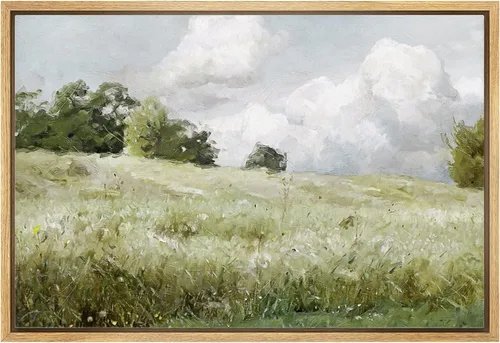 Vista 10 de wall26 Lienzo enmarcado de arte de pared, acuarela en tonos pastel, pino, árbol, bosque, lago, naturaleza, ilustraciones de área silvestre, arte