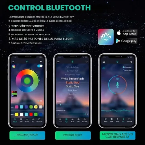 Vista 5 de Xprite - Kit de luces LED RGB bluetooth con controlador RF, luces neón multicolor intermitentes que sincronizan con la música para vehículos Negro