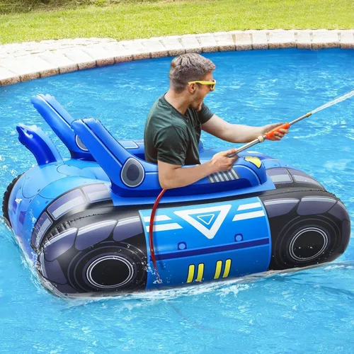 Vista 2 de Chariot Flotador inflable grande para piscina para adultos con pistolas de agua de acero inoxidable, flotadores de natación con cañón de agua