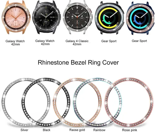 Vista 4 de DEALELE Funda de bisel compatible con Samsung Galaxy Watch 4 Classic de 1.654 pulgadas/Galaxy Watch 1.654 pulgadas/Gear Sport, anillo de bisel de 1#