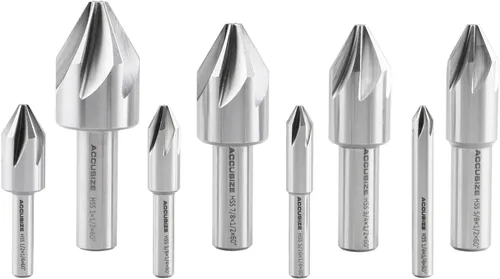 Vista 7 de Accusize Industrial Tools Avellanador de la máquina de 60 grados 6 de la flauta H.SS, 8 PC, tierra de la precisión, 0206-0010 60 Grados 6 Flauta