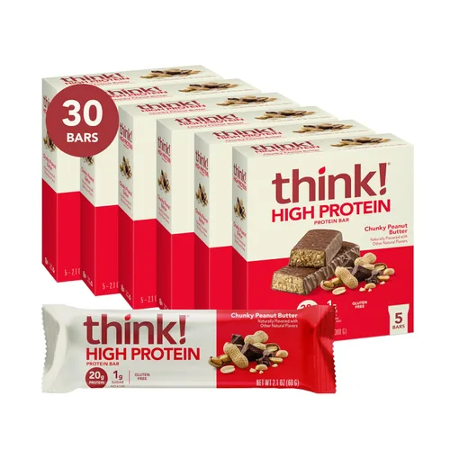 Vista 18 de Think! (thinkThin) Barras ricas en proteína de 20 gramos – Chocolate fundido, 0 gramos de azúcar, sin edulcorantes artificiales, sin gluten, sin