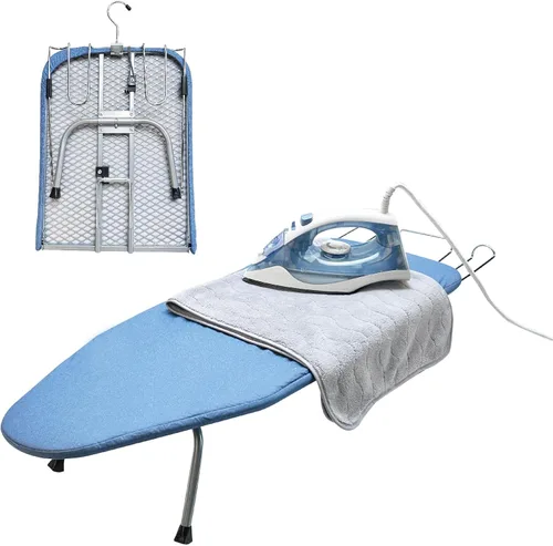 Vista 9 de Tabla de Planchar Plegable de Mesa con Soporte para Plancha, Tabla de Planchar Portátil Pequeña con Cubierta de Algodón Resistente al Calor, Mini