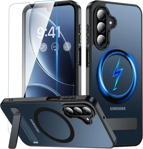 Vista 34 de OWKEY Funda magnética para Samsung Galaxy A15 5G con protector de pantalla y soporte, funda magnética para protección de grado militar Magsafe a