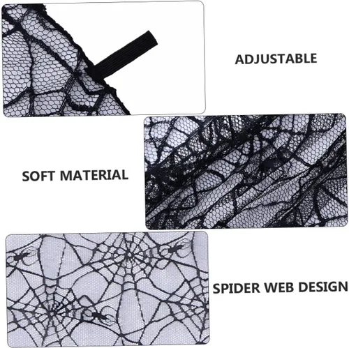 Vista 5 de MUCKLILY 2pcs Children's Spider Web Cape Halloween Child Costume Halloween Costume Cape Gothic Spiderweb Cape