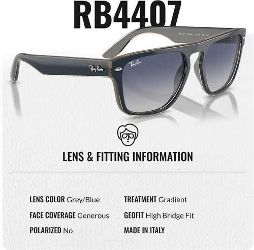 Vista 5 de Ray-Ban RB4407 Square Shaped Sunglasses for Men & Women with Official RAYBAN Eyewear Kit
