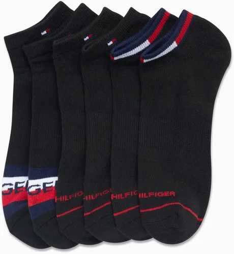 Vista 4 de Tommy Hilfiger Calcetines deportivos para hombre, calcetines tobilleros acolchados invisibles (paquete de 6)