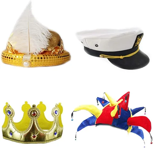Vista 2 de Paquete de 6 divertidos sombreros de fiesta para adultos, varios sombreros de disfraces, accesorios de cabina de fotos para fiestas de disfraces