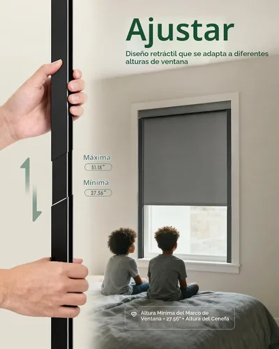 Vista 4 de Yoolax Bloqueadores de luz de aluminio ajustables para persianas de ventana, rieles laterales retráctiles, fácil de instalar, bloqueadores de luz