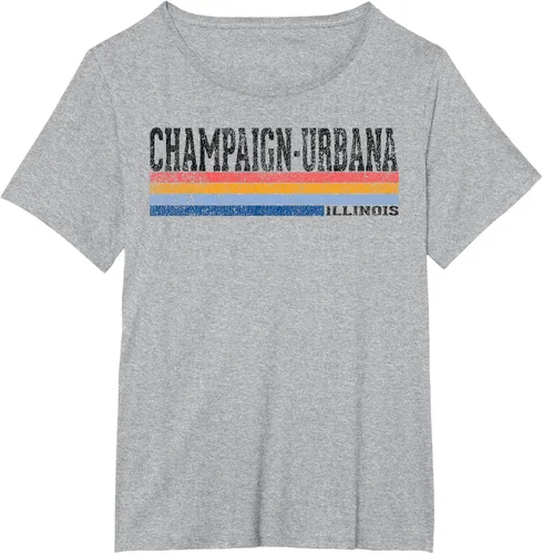 Vista 73 de clásico 1980s estilo champaign-urbana Illinois T Shirt, hombre 2XL, Blanco