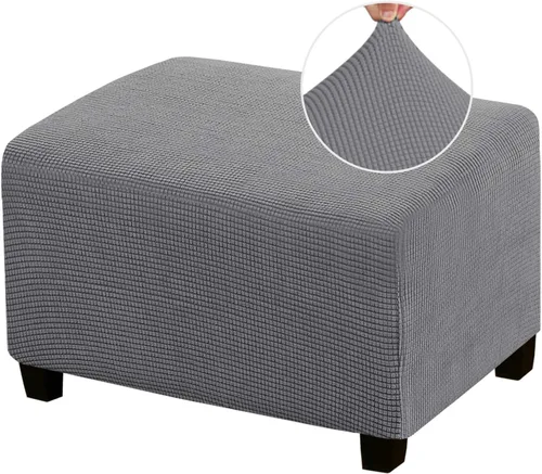 Vista 16 de Funda Otomana Elástica Fundas para Otomana Cuadradas para Sala de Estar Taburete Reposapiés Fundas Elásticas para Adaptarse al Reposapiés Otomano