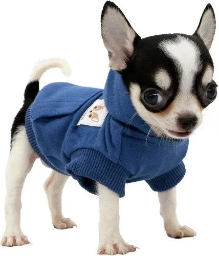 Vista 16 de LOPHIPETS Sudadera ligera de algodón para perros pequeños – Sudadera con capucha para chihuahuas, cachorros y razas juguetes - Gris/XS