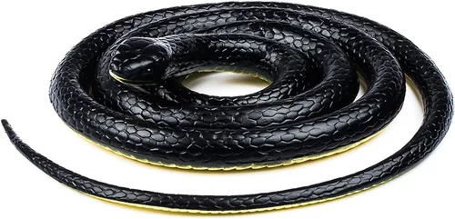 Vista 2 de Serpiente mamba realista de goma negro juguete 52 pulgadas de largo