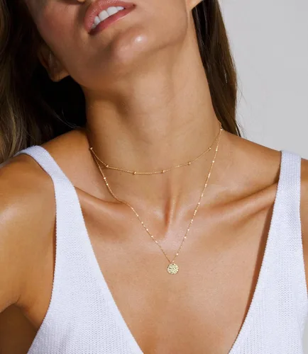 Vista 4 de CHESKY - Gargantilla de oro para mujer, chapado en plataoro de 14 quilates, gargantilla de cuentas satélite, delgada, de moda, collares de clip