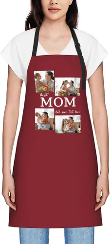 Vista 49 de Delantales personalizados para mujer, diseño de delantal de chef ajustable con nombre, textos, fotos, flores, regalos para el día de la madre